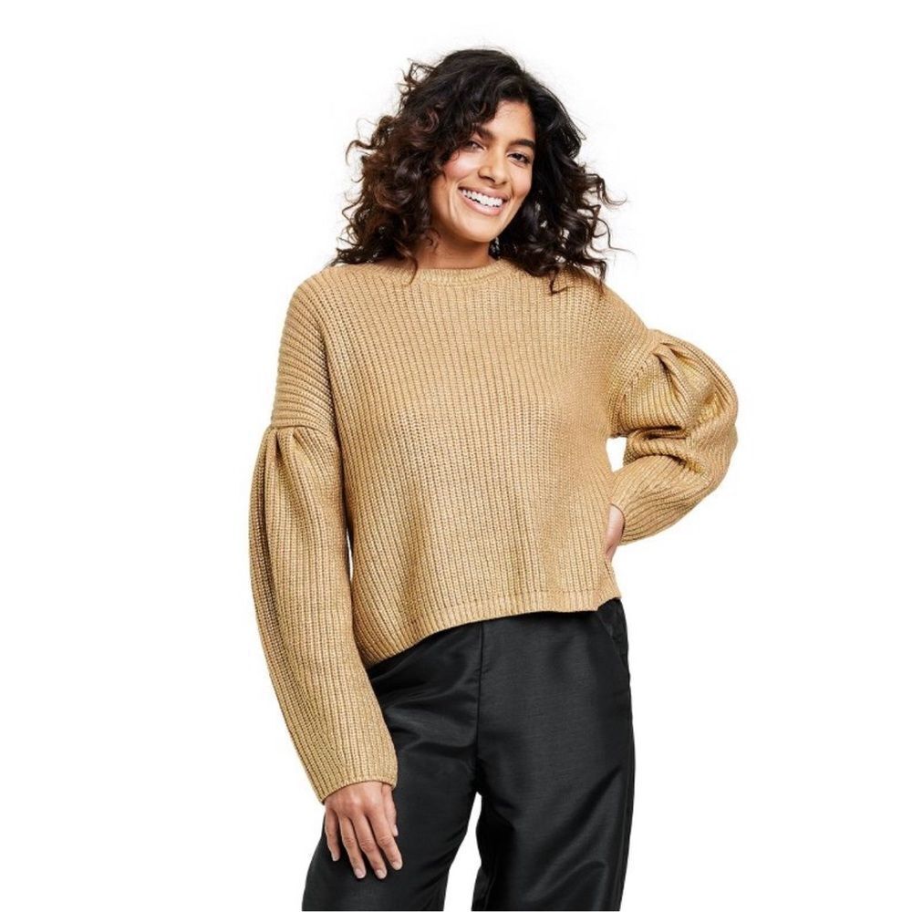Kika Vargas x Target Women's Gold Metallic Back Tie Sweater